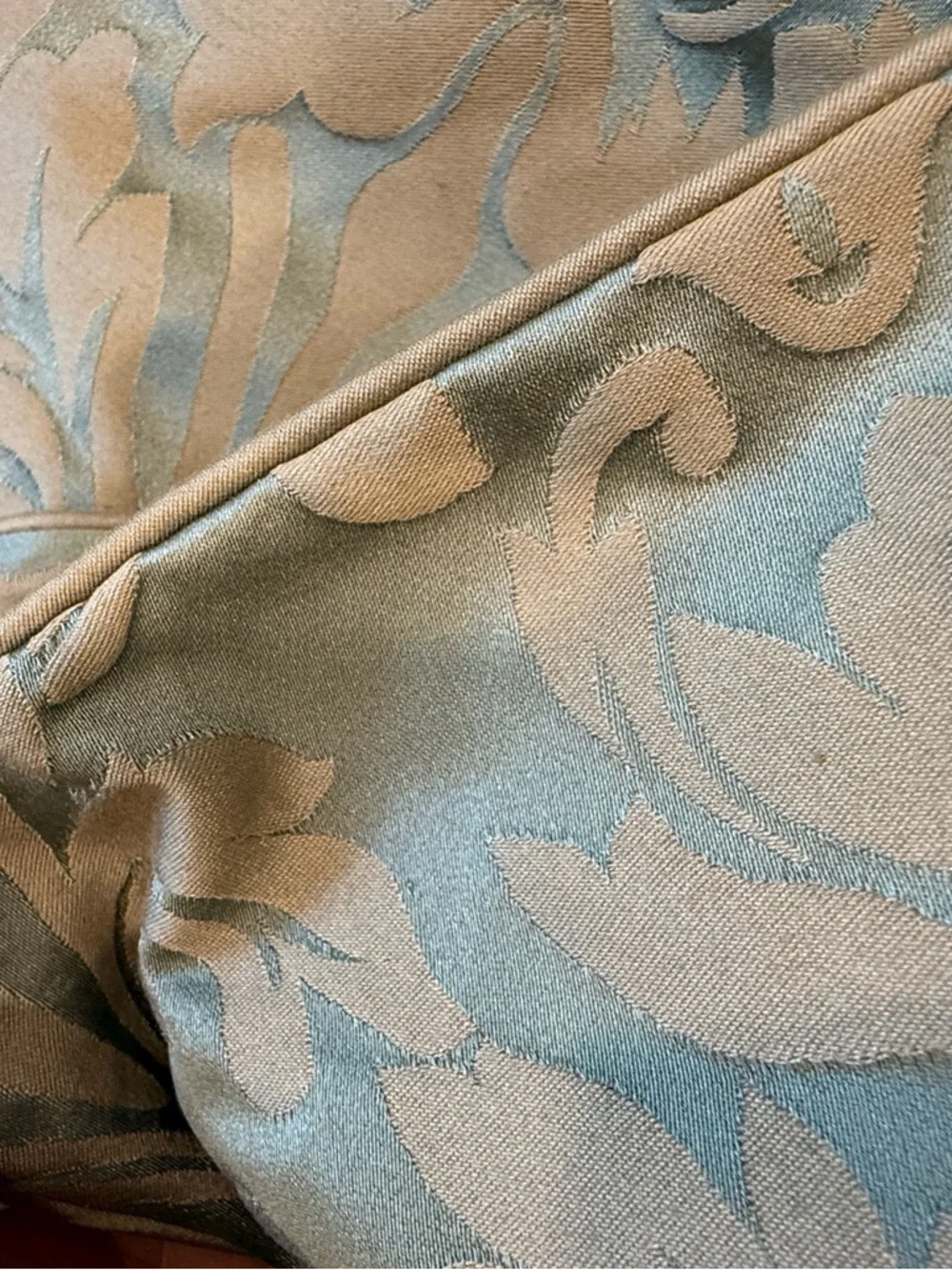 Restoration Hardware gray-blue and Taupe Damask Jacquard Pillow Cover